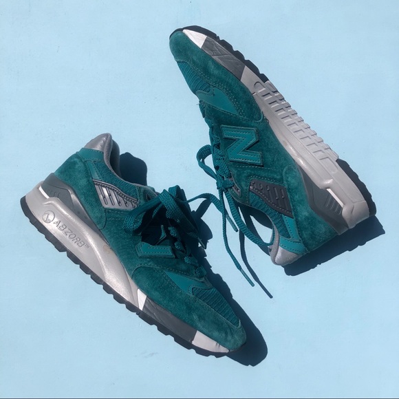 New Balance Shoes - New Balance Teal Suede Reflective Sneakers